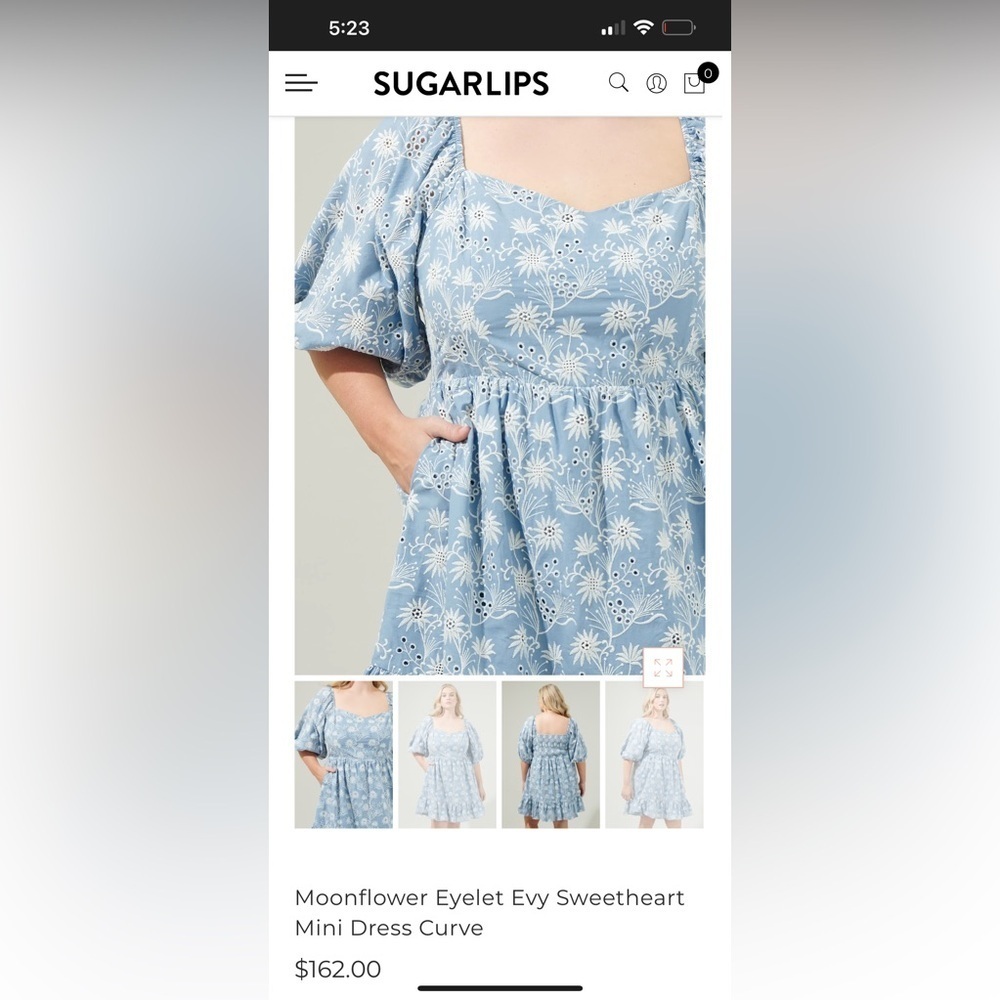 NWT Moonflower Eyelet Evy Sweetheart Mini Dress Curve - Picture 3 of 11